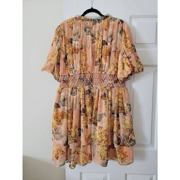 Anthropologie Amaranth Puff-Sleeved Mini Dress Not So Serious NWT Size XL - Picture 6 of 14